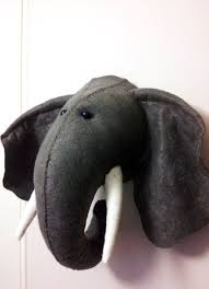Elephant Faux Taxidermy Felt Wall Mounted Animal Head Ernie Elephant Dark Grey Safari Theme Wall Decor Faux Taxidermy Animal Heads Taxidermy