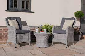 Maze Rattan Ascot Bistro Set With Weatherproof Cushions Bistro Set Outdoor Furniture Sets Maze Rattan