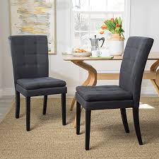 Amazon Com Christopher Knight Home 300403 Badin Fabric Dining Chair Set Of 2 Dark Charcoal Chairs Fabric Dining Chairs Dining Chairs Dining Chair Set