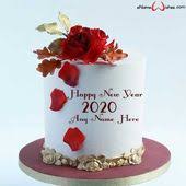 Red Rose New Year 2020 Wish Name Cake Butterfly Birthday Cakes New Year S Cake New Year 2020