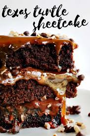 Texas Turtle Sheetcake Desserts Sheet Cake Recipes Chocolate Sheet Cake