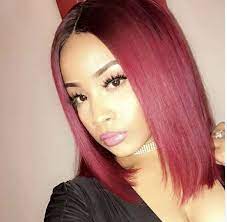 99j Dark Red Bob Hairstyle For Black Girls 12 Light Yaki Full Lace Wigs Red Bob Hair Hair Brazilian Human Hair Extensions