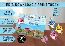 Coloring is not just for kids anymore! Baby Shark Editable Thank You Card Baby Shark Card Thank You Shark Thank You Birthday Thank You Baby Dedication Invitation Baby Cards First Birthday Sign