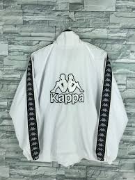 Kappa Sport Italia Jacket Windbreaker Large Vintage 90 S Kappa Big Logo Track Top Kappa Side Tape Sportswear Kappa White Jacket Size L Kappa Clothing White Jacket Jackets