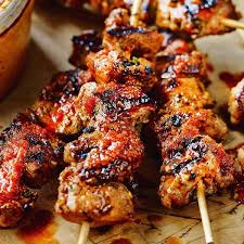 Pinchos Morunos Moorish Kebabs With Mojo Picon The Happy Foodie Tapas Recipes Spanish Tapas Recipes Easy Spanish Recipes