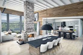 Steel structure open plan modern rustic oversized mirror ceiling lights lighting architecture house furniture. Rustic House Plans Designed With Natural Beauty
