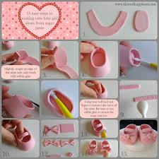 Sugarpaste Tutorials 1 15 Easy Steps On How To Make Cute Baby Girl Shoes Ilona Deakin Fondant Baby Shoes Fondant Girl Baby Shoes Tutorial