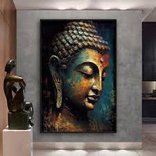 Decoración de la pared de Buda, arte de la pared del lienzo de Buda, arte  de lienzo enorme, arte de la pared de Buda, arte colorido del lienzo de  Buda