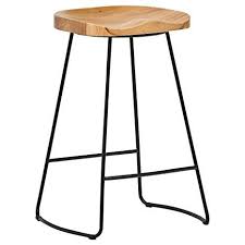 Amazon Com Rivet Modern Industrial Wood And Metal Counter Stool 27 25 H Oak Black Kitchen Dining Metal Counter Stools Metal Bar Stools Industrial Wood