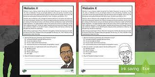 Malcolm worked at the roseland ballroom. Fifth Grade Malcolm X Reading Passage Comprehension Activity