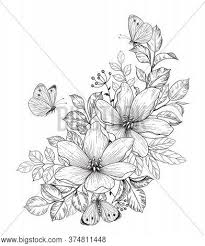 Hand drawn floral designs vector and photoshop brushes packs. Hand Drawn Flowers Vector Photo Free Trial Bigstock