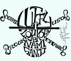Straw Hat Crew Mugiwara Luffy Sanji Zoro Chopper Usopp Brook Franky Nami Robin Text Jolly Roger One Piece Idees De Tatouages Tatouage One Piece