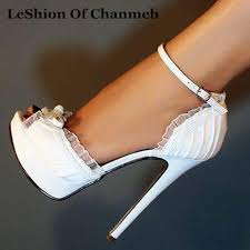 Prada pe 2012 pumps tacco altissimo. Abbigliamento E Accessori Pizzo Donna Tacco Alto Scarpe Da Sposa Con Bow Peep Toe Von Bismarck