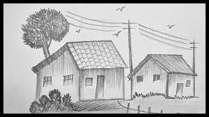 How To Draw And Shade A Scenery Drawing With Pencil Pencil Art Scenery Drawing Pencil Drawings Beautiful Scenery Drawing
