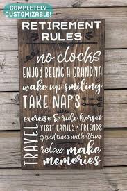 Retirement gift ideas for coworker. Retirement Rules Sign Retirement Gift Personalized Retirement Gifts For Woman Wood Sign Best Retirement Gifts Retirement Gifts For Women Retirement Gifts