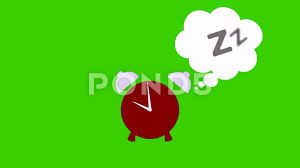 Animated Red Alarm Clock With Sleep Bubble On Green Screen Stock Footage Ad Clock Sleep Animated Alarm In 2020 Greenscreen Chroma Key Alarm Clock
