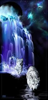 The Wolves In The Waterfall By Novawuff On Deviantart Fantasy Wolf Wolf Spirit Animal Wolf Pictures