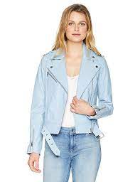 Soia Kyo Women S Kelsy Leather Moto Jacket Sky Xxs Leather Moto Jacket Leather Jackets Women Embroidered Leather Jacket