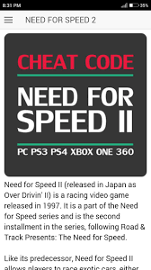 All mobile phones that come from mobile service providers are locked unless otherwise advertised. Cheat Code For Need For Speed 2 Nfs 2 Cheats For Android Apk Download