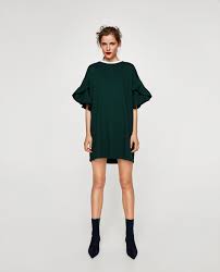 Vestido Volante Manga Elbise Zara