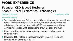 Spacex founder and ceo elon musk is on a mission to get humans off of earth and he needs your help. 5 Things Job Seekers Can Learn From Elon Musks Resume