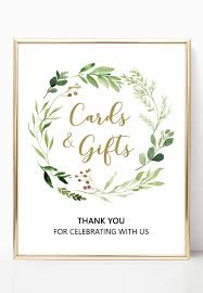 Gold Wedding Cards And Gifts Sign Printable Greenery Gift Table Sign Engagement Printables Garden Wreath Wedding Signs Bridal Shower W33 Gift Table Signs Wedding Signs Wedding Cards