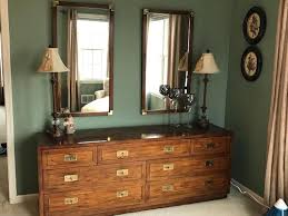 0 results found in the bedroom sets category, so we searched in all vintage henredon scene one campaign brass drawer pulls recessed handles. Vintage Henredon Scene One Campaign Dresser And Mirrors 1854026757