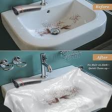 Work the baking soda into the stain with a strong sponge, then spray it with white vinegar. Buy Athomebarber Disposable Plastic Sink Covers For Easy Clean Up When Cutting Hair Over The Bathroom Sink Online 2068 From Shopclues