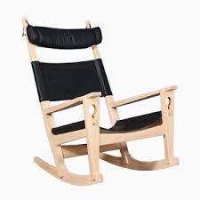 Vintage Black Aniline Leather Rocking Chair By Hans J Wegner Rocking Chair Wegner Lounge Chair Chair