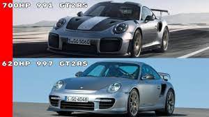 The gt2 versions are turbocharged (700 hp in the current), the gt3s normally aspirated (500). 2018 Porsche 911 Gt2 Rs Vs 2011 911 Gt2 Rs Youtube