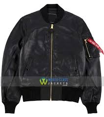 Alpha Ma1 Flight Bomber Industries Black Leather Jacket Replica