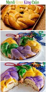 Mardi Gras King Cake A Giant Sweet Roll Baked In A Circle And Decorated With Icing And Purple Green An Mardi Gras Food Mardi Gras King Cake King Cake Recipe