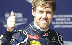 Thumbs up: Sebastian Vettel appeared pleased enough with his latest pole position Photo: AP - Sebastian_Vettel_2402092b
