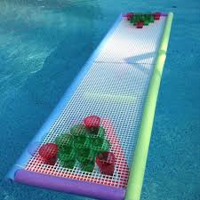 Floating Beer Pong Table Seven Noodles Some Zip Ties Two Fluorescent Light Covers And Viola Floating Beer Pong Table Beer Pong Tables Beer Pong Table Diy