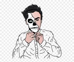 A skeleton halloween cartoon character peeping over a sign waving and giving a thumbs up. Ethandolan Halloween Skeleton Draw Drawing Sketch Freet Cartoon Ethan Dolan Drawing Clipart 5788925 Pikpng