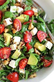 Quinoa Salad With Avocado Cherry Tomatoes And Feta Green Valley Kitchen Recipe Salad Recipes Avocado Salad