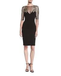 Tw9ec Aidan Mattox Beaded Cocktail Dress W Metallic Fringe Designer Cocktail Dress Cocktail Bridesmaid Dresses Dresses