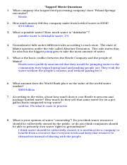 Tapped Movie Guide Docx 1 2 Tapped Movie Questions What Company The Largest Food Processing Company Does Poland Springs Run Under Nestle How Much Course Hero