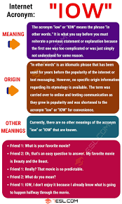 Iow Meaning What Does Iow Stand For With Useful Conversations In 2020 Other Ways To Say Meant To Be Mean Friends