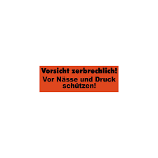 Die signalrote farbe der hinweisbänder macht sofort auf sich aufmerksam. Vorsicht Zerbrechlich