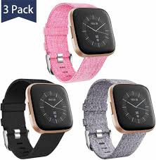 To change the watch band on a fitbit versa fitness tracker, pull down on the little w. 3 Pack Tejido Compatible Con Fitbit Versa Fitbit Versa 2 Fitbit Versa Lite Ebay