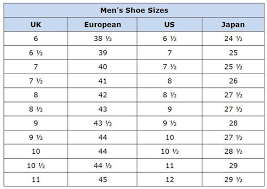 Always Up To Date Mens Dress Shoe Size Chart 2019