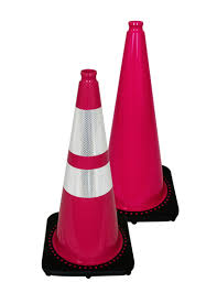 28' Pink Safety Traffic Pvc Cones, Black Base With One Reflective Collar -  China Cone, Safety Cones | Made-In-China.Com