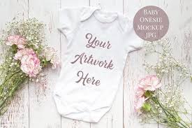 Babygrow Onesie Mockup Onesies Graphic Design Inspiration Poster White Carnation