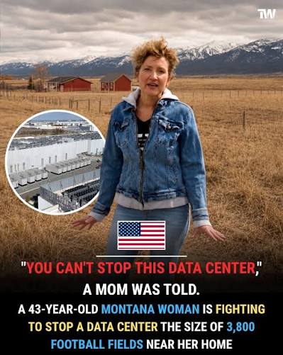 🚨 ONE MONTANA MOM IS TAKING ON A PROPOSED AI DATA CENTER THE SIZE OF 3,800  FOOTBALL FIELDS 🌾⚡ A proposed 5,000-acre AI data center campus near  Broadview, Montana, has sparked growing