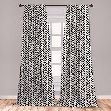 Black And White Pattern Curtains Black And White Curtains 2 Panels Set Modern Grunge Botany Motif Monochrome Brush Paint Style Strokes Window Drapes For Living Room Bedroom Black White By A In 2020 White Curtains White