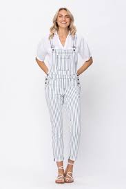 Conductor Navy Blue White Striped Denim Bib Style Overalls Lil Bee S Bohemian