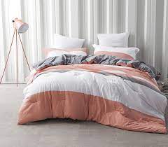 Twin/twin xl coral trellis geometric down alternative comforter set at the best online prices at ebay! Dorm Bedding Set College Coral Gray And White Striped Extra Long Twin Comforter