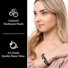 Amazon.com: SPLENDID PEARLS Handpicked AA Quality 11-11.5mm Freshwater  Cultured Pearl Black Silicone Stretchable Bracelet (White): Clothing, Shoes  & Jewelry