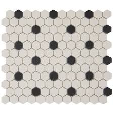 Black And White Porcelain Mosaic Tile Unglazed Porcelain Rosette Mosaic 1 Inch Unglazed Porcelain Porcelain Mosaic Mosaic Flooring